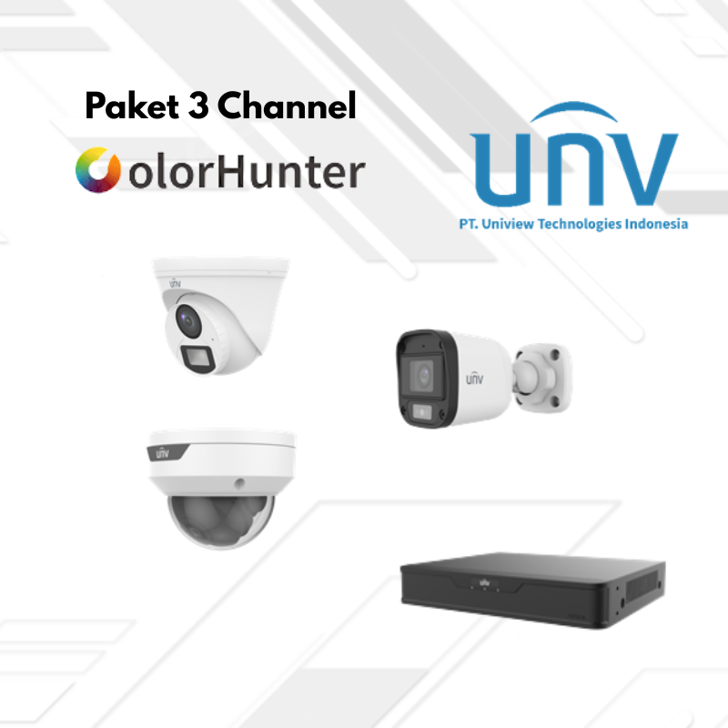 Paket CCTV UNV Full Color 3 Channel
