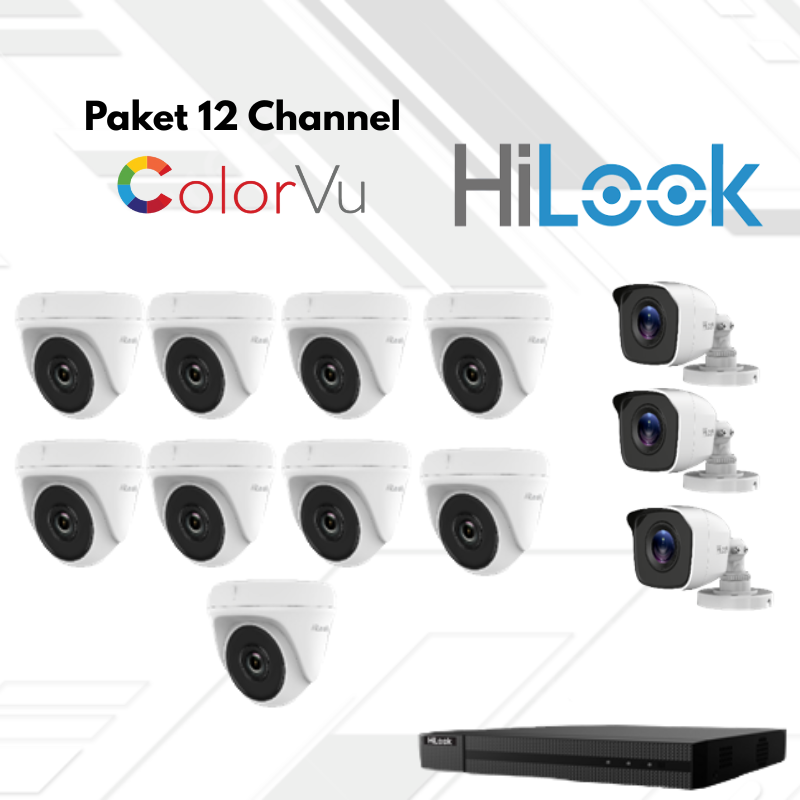 Paket CCTV HiLook FullColor 12 Channel