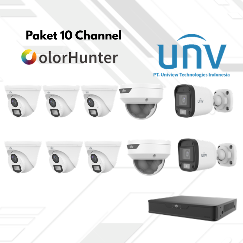 Paket CCTV UNV Full Color 10 Channel