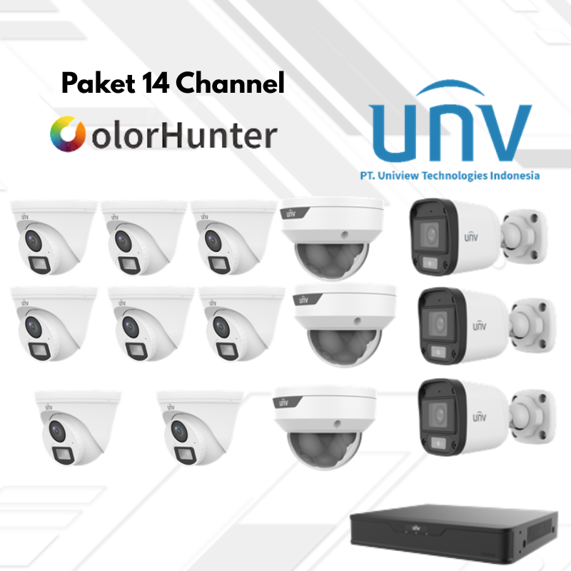 Paket CCTV UNV Full Color 14 Channel